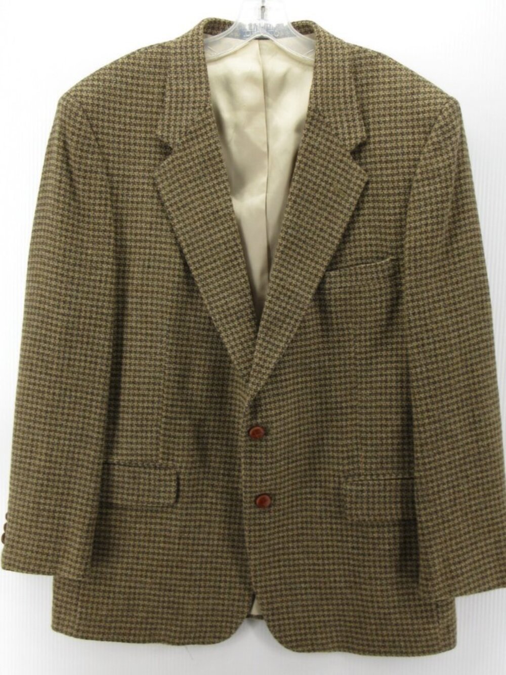 Savile Row Sport Coat 44 Blazer Wool Tweed Houndstooth Jacket Lined